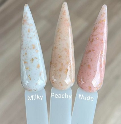 Preview: Farbpalette Farbkarte Milky Gold Flakes Gel